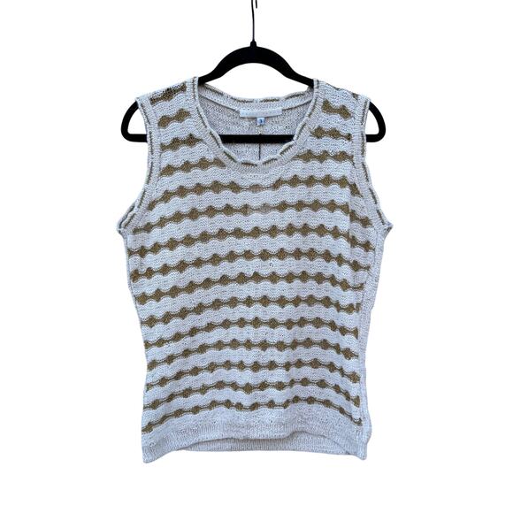 Erica Tanov Sphere Sweater Vest in Ivory and Gold 100% Alpaca Size Large NWT - Picture 1 of 7